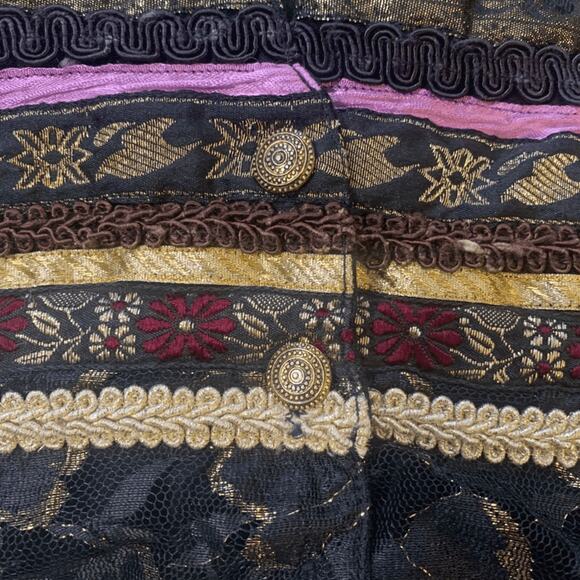 Vintage Contempo Casuals Tapestry Waistcoat Vest Black Gold Red Purple Cropped - Picture 11 of 12